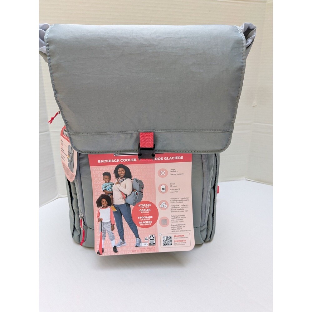 Coleman Grey Collapsible Insulated Backpack Cooler Bag Lunch Travel NEW